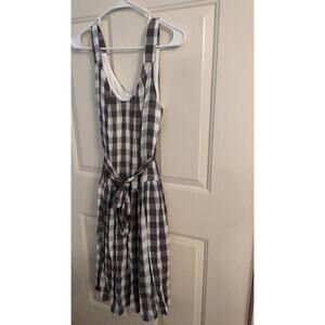 Robert Louis Gingham Black and White Check Maxi Dress, Small, Lined